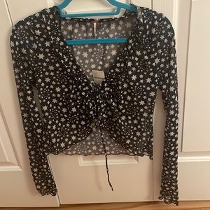 Black star sheer tie top